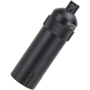 Waterdichte pillenhouder - EDC-container - metalen survivalcapsule voor kamperen - klimmen - fietsen - wandelen - puntige kop - zwart