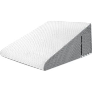 Driehoekig 5-in-1 Wigkussen - Rugkussen - Rugsteun - Memorie Foam - Leeskussen Voor In Bed - Wit/Grijs