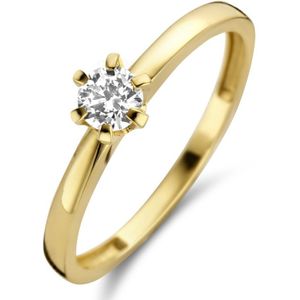 New Bling 9NBG-0203-50 Gouden Ring - Dames - Zirkonia - 4 mm - Solitair - Maat 50 - 6 Poot zetting - 14 Karaat - Goud