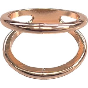 Fako Bijoux® - Sjaalklem - Sjaal Klem - Sjaal Ring - Dubbele Ring - Classic - 24x18x20mm - Rosé Goudkleurig