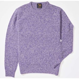 Osborne Knitwear Trui met vervilte ronde hals - Lamswol - Heliotrope/Light Grey - M