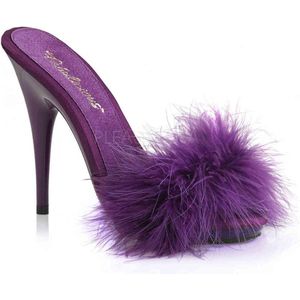 EU 39 = US 9 | POISE-501F | 5 Heel, 3/8 PF Marabou Slide Sandal Purple