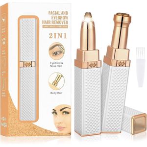 Pijnloze Gezichtshaarverwijderaar en Wenkbrauwtrimmer voor Vrouwen - 2-in-1 Oplaadbaar Scheerapparaat
