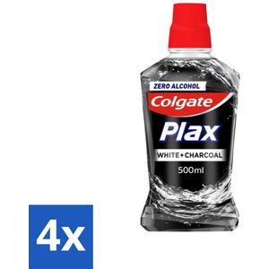 Colgate Plax - Zonder Alcohol - Mondwater - Wit + Houtskool - 500 ml - Voordeelverpakking - 4 stuks