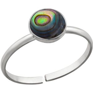 Teenringen | Zilveren teenring, ronde Abalone