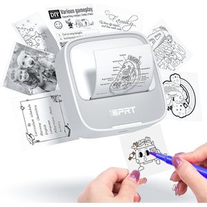 Mini printer met stickerpapier, thermische printer voor studienotities, foto's, etiketten, draagbare stickerprinter