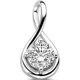 Zilver - Gerhodineerde Hanger - Zirkonia - 18x9 mm