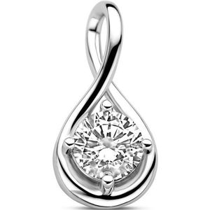 Zilver - Gerhodineerde Hanger - Zirkonia - 18x9 mm