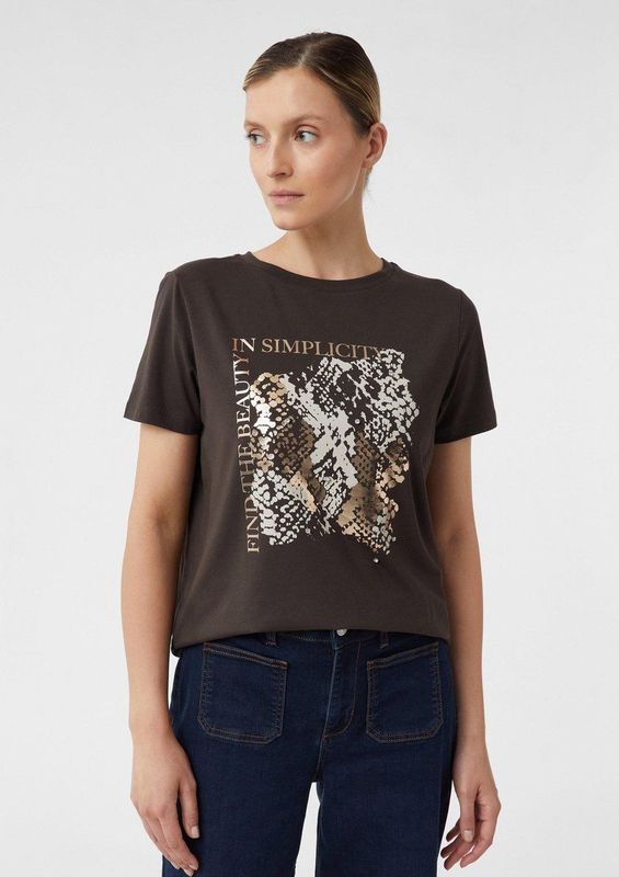 comma - T-Shirt - Zwart