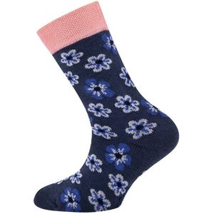 Meisjessok Donkerblauw/Roze met Bloemen - Ewers - Biologisch katoen (GOTS)-23/26