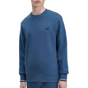 SINGLES DAY! Fred Perry - Sweater Logo Mid Blauw - Heren - Maat XL - Regular-fit