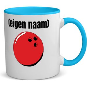 Akyol - bowlingbal met eigen naam koffiemok - theemok - blauw - Bowlen - bowlers - sport - verjaardagscadeau - klein cadeautje - kado - gift - geschenk - verrassing - 350 ML inhoud