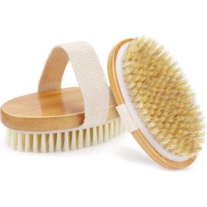 Dry Brushing Huidborstel - 2 stuks - Huidverbetering - Anti cellulitis brush - Rugborstel - Badborstel - Huidborstel - Doucheborstel Rugborstel - Houten Badborstel - Scalp Massager - Bamboe Haarborstel - Persoonlijke verzorging artikelen