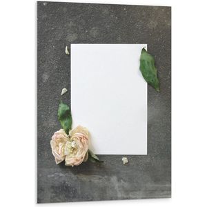 Forex - Wit Papier Met Bloem en Blaadjes - 80x120cm Foto op Forex