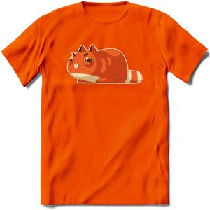 Schattige kat klaar voor aanval T-Shirt Grappig | Dieren katten Kleding Kado Heren / Dames | Animal Skateboard Cadeau shirt - Oranje - 3XL