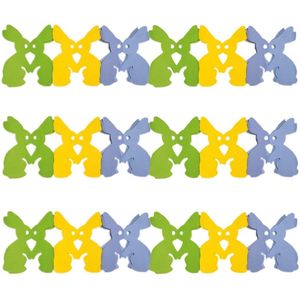 Pasen thema versiering slinger - 3x - papier - 300 x 15 cm - gekleurd mix - decoratie - paashazen