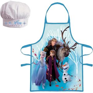 Sorrisini Children's Kitchen Apron and Chef Hat Set - Cooking and Painting Apron for Kids 3-8 Years - Frozen Elsa Theme