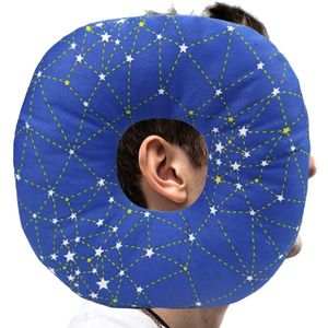 TRANKIELO® - Comfortabel Donutkussen voor Zijslapers – Ondersteunend Oorkussen – Helpt Bij Oorpijn – Blauw