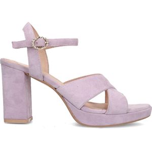 Manfield - Dames - Paarse suède sandalen met hak - Maat 36