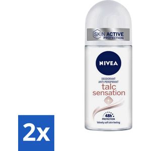 2 x Nivea - Deo Roll-On - Talc Sensation - Anti-Transpirant - 50 ml - NIVEA Deodorant - Anti-transpirant - 48 Uur Bescherming - Deodorant Roller - Talkpoeder