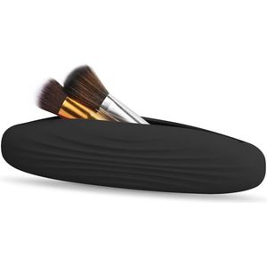 Draagbare make-upborstelhouder voor op reis - Fashionable siliconen organiser voor make-upkwasten - Zwart