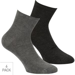 Bamboe Quarter Sokken 6-Pack - Grijs - Maat 36-40 - Zachte Bamboe Sportsokken Voor Frisse Droge Voeten - Dames / Heren