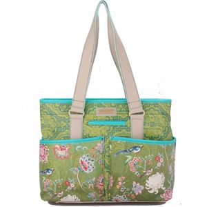 A Spark of Happiness | Shopper medium Green | Groen. Bloemen print | weekendtas, laptop tas | Dames, vrouwen | MI2301