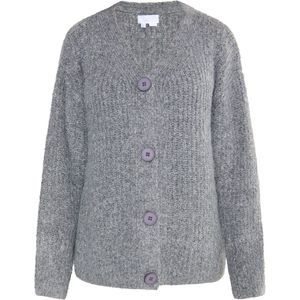 usha - Lynnea - Gebreid Vest - Grijs / Donkergrijs - Oversized