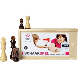 Longfield Games Schaakstukken - Koninghoogte 77mm - Houten kistje - 32 schaakstukken