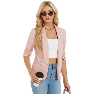 Blazer Elegante damesblazer met 3/4 mouwen, slim fit voor dames op kantoor Abrikoos L