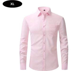 Nivard Overhemd Heren - Volwassenen - Lange Mouwen - Strijkvrij - Lange Mouw - Roze - Maat XL