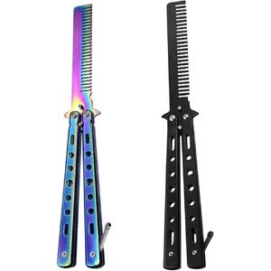 Opvouwbare vlinderkam - 2 stuks haarstyling-accessoires - Haarbarberkam, zakkam, springkam, haarborstel