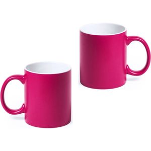 Koffiemok en Drinkbeker Allegra - 12x stuks - roze/wit - 350 ml - Keramiek - Mokken