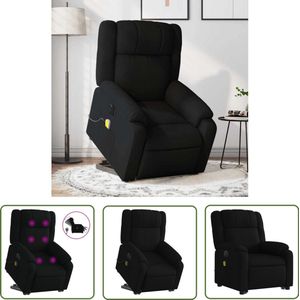 vidaXL Sta-opstoel - Elektrische Massagestoel - Sta-op-massagestoel elektrisch verstelbaar stof zwart - Massagerugkussen - Ergonomische Stoel - Relaxfauteuil