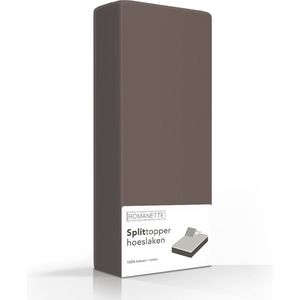 Split Topper - Hoeslaken - Taupe - Katoen - 160 x 220 cm
