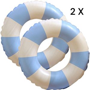 Set van 2 zwembanden voor kinderen - 2 Zwembanden voor kinderen - Blauw/Wit gestreept - 2 Opblaasbanden - Ø 70 cm - 2 stuks - jongens
