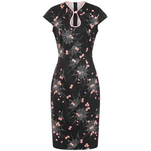 Strakke jurk - Banned Retro - Zwart/Roze