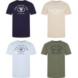 Tom Tailor - T-Shirt - Veelkleurig - 4 Pack - Ronde Hals - Volwassenen - Opdruk