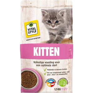 VITALstyle Kitten - Kitten Brokken - Brede Samenstelling En Hoog Eiwitgehalte Voor Gezonde Groei - Met o.a. Brandnetel & Valeriaan - 1,5 kg
