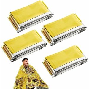 4 Stuks waterdichte overlevingsdeken - Nooddeken - thermische nooddeken - Reddingsdeken - Isolatiedeken - buiten, wandelen, kamperen, 160-210 cm