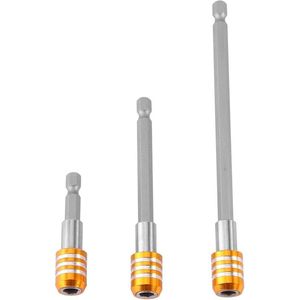 Magnetische bithouder verlengstuk 1/4 inch geel 60-100-150 mm - set van 3 .