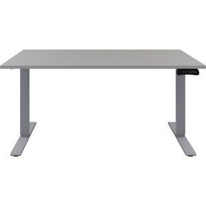Zit sta Bureau - Verstelbaar bureau - 140 x 80 cm - Grijs bureaublad - Aluminium onderstel - 2 motoren