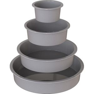 Siliconen bakvorm rond, set van 4 siliconen bakvormen set, anti-aanbakvorm, ronde siliconen, siliconen bakvorm voor laagcakes, cheesecakes, regenboogcakes (9 + 14 + 19 + 24 cm)
