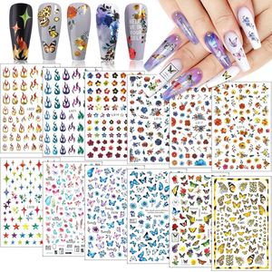 GUAPÀ® Nagelstickers | Nagel Stickers Diverse Patroontjes | Nail Art 3D Stickers | Nagelstickers Kinderen | Nagel Stempel | 12 Sheets Nagelstickers Velletjes