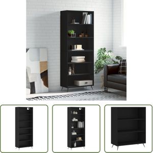 The Living Store Hoge Kast Buffetkast - 69.5x32.5x180 cm - Zwart