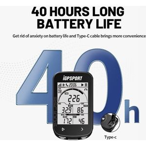 GPS-fietscomputer draadloos waterdicht IPX7 snelheidsmeter-kilometerteller sensoren Ant+/BLE5.0 40 uur batterijduur