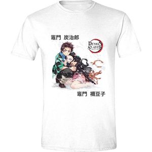 PCMerch Demon Slayer: Kimetsu no Yaiba - Tanjiro / Nezuko Heren T-shirt - XL - Wit