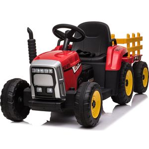Elektrisch bestuurbare tractor met aanhanger - rood
