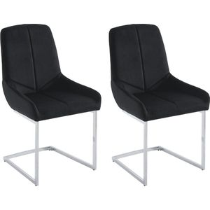 Set van 2 stoelen van velours en metaal - Zwart - BERLONA L 53 cm x H 96 cm x D 58 cm