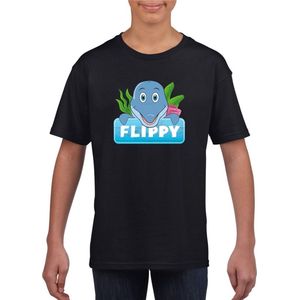 Flippy de dolfijn t-shirt zwart voor kinderen - unisex - dolfijnen shirt - kinderkleding / kleding 134/140